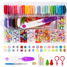 Toopify Friendship Bracelet Making Kit, 30 Colors Embroidery Floss and 8 Styles Beads Kit with Organizer Storage Box and Tools, Letter Beads Bracelets String for Kids Jewelry Making