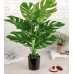 Toopify Artificial Palm Tree, 19" Fake Monstera Deliciosa Plant in Pot for Indoor and Outdoor Home Office Decor
