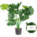Toopify Artificial Palm Tree, 28" Fake Monstera Deliciosa Plant in Pot for Indoor and Outdoor Home Office Decor