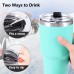 Toopify 30oz Stainless Steel Insulated Teal Tumbler Travel Mug with Straw Slider Lid, Cleaning Brush, Double Wall Vacuum