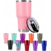 Toopify 30oz Stainless Steel Insulated Pink Tumbler Travel Mug with Straw Slider Lid, Cleaning Brush, Double Wall Vacuum