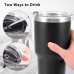 Toopify 30oz Stainless Steel Insulated Black Tumbler Travel Mug with Straw Slider Lid, Cleaning Brush, Double Wall Vacuum